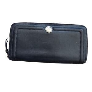 Vintage Coach Black Leather Rectangle Zip Around Wallet Basic Minimalist Classic